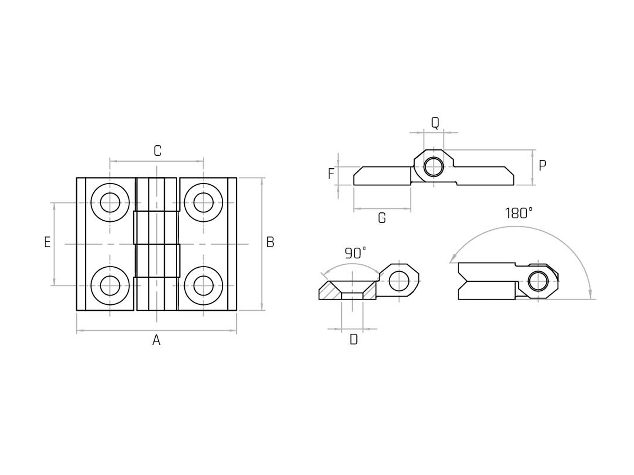 Flat hinge with through hole CHROME ZAMA - CZC/A - Range  Flat hinge with through hole CHROME ZAMA - CZC/A - Range